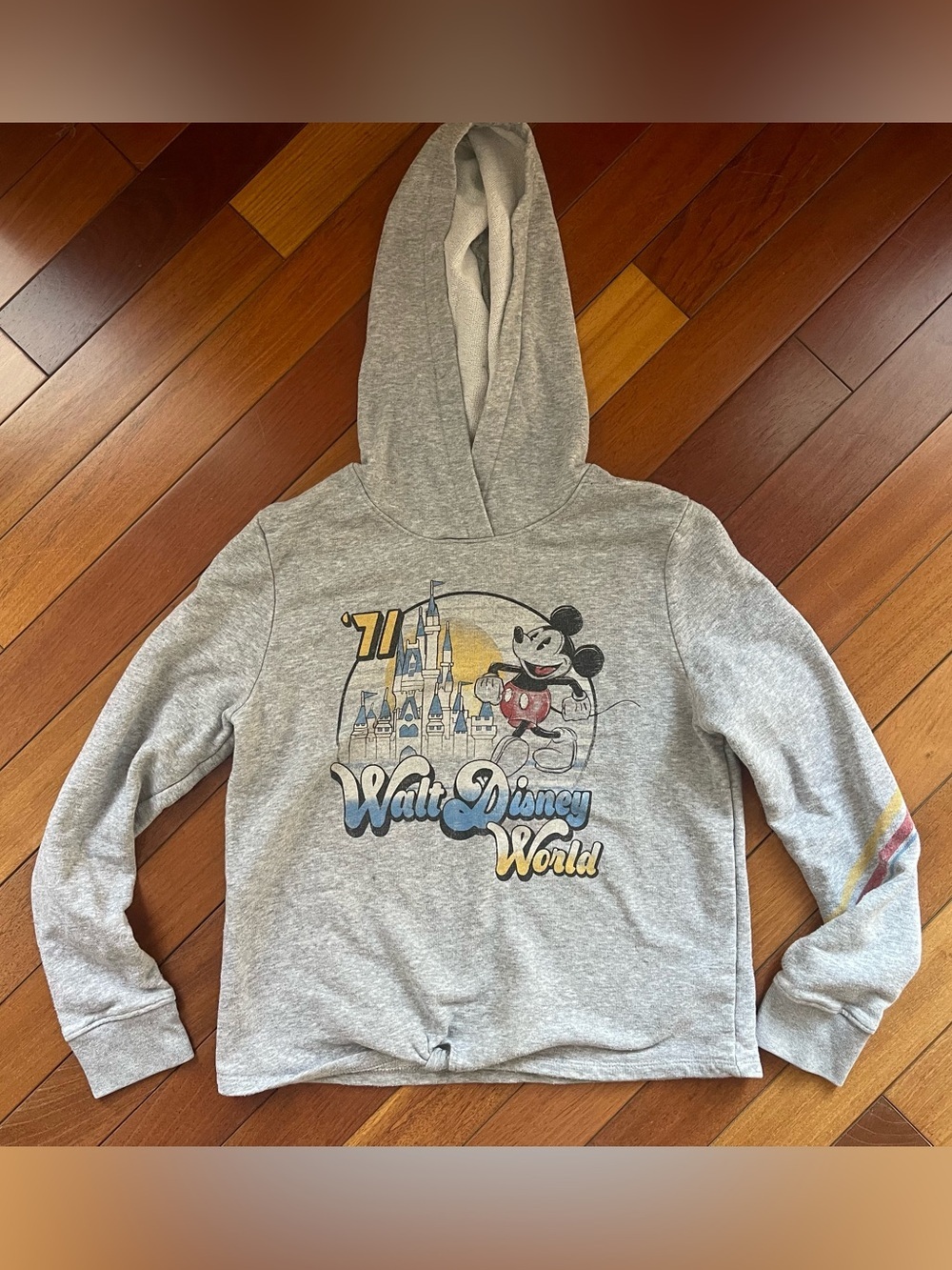 Disney Parks Walt Disney World Mickey Mouse Hooded Sweatshirt Gray Retro M